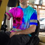 Hi-Vis-T-Shirt-Reflective-Tapes-Blue-Pink-Skull-Custom-Name-Safety-Workwear-For-Workers,-Truckers,-Operators-6