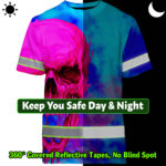 Hi-Vis-T-Shirt-Reflective-Tapes-Blue-Pink-Skull-Custom-Name-Safety-Workwear-For-Workers,-Truckers,-Operators-7