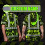Hi-Vis-T-Shirt-Reflective-Tapes-Green-Neon-Black-Skull-Custom-Name-Safety-Workwear-For-Workers,-Truckers,-Operators-2
