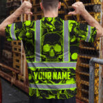 Hi-Vis-T-Shirt-Reflective-Tapes-Green-Neon-Black-Skull-Custom-Name-Safety-Workwear-For-Workers,-Truckers,-Operators-4