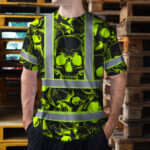 Hi-Vis-T-Shirt-Reflective-Tapes-Green-Neon-Black-Skull-Custom-Name-Safety-Workwear-For-Workers,-Truckers,-Operators-5