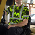 Hi-Vis-T-Shirt-Reflective-Tapes-Green-Neon-Black-Skull-Custom-Name-Safety-Workwear-For-Workers,-Truckers,-Operators-6