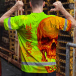 Hi-Vis-T-Shirt-Reflective-Tapes-Green-Orange-Skull-Custom-Name-Safety-Workwear-For-Workers,-Truckers,-Operators-4