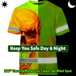Hi-Vis-T-Shirt-Reflective-Tapes-Green-Orange-Skull-Custom-Name-Safety-Workwear-For-Workers,-Truckers,-Operators-7