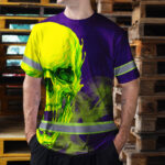 Hi-Vis-T-Shirt-Reflective-Tapes-Green-Violet-Skull-Custom-Name-Safety-Workwear-For-Workers,-Truckers,-Operators-5