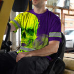 Hi-Vis-T-Shirt-Reflective-Tapes-Green-Violet-Skull-Custom-Name-Safety-Workwear-For-Workers,-Truckers,-Operators-6