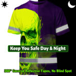 Hi-Vis-T-Shirt-Reflective-Tapes-Green-Violet-Skull-Custom-Name-Safety-Workwear-For-Workers,-Truckers,-Operators-7