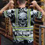 Hi-Vis-T-Shirt-Reflective-Tapes-Grey-Black-Skull-Custom-Name-Safety-Workwear-For-Workers,-Truckers,-Operators-4