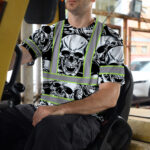 Hi-Vis-T-Shirt-Reflective-Tapes-Grey-Black-Skull-Custom-Name-Safety-Workwear-For-Workers,-Truckers,-Operators-6