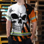 Hi-Vis-T-Shirt-Reflective-Tapes-Orange-Neon-Skull-Custom-Name-Safety-Workwear-For-Bikers,-Workers,-Truckers,-Operators-5