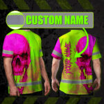 Hi-Vis-T-Shirt-Reflective-Tapes-Pink-And-Lime-Neon-Skull-Custom-Name-Safety-Workwear-For-Workers,-Truckers,-Operators-2