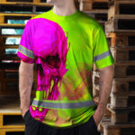 Hi-Vis-T-Shirt-Reflective-Tapes-Pink-And-Lime-Neon-Skull-Custom-Name-Safety-Workwear-For-Workers,-Truckers,-Operators-5