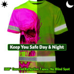 Hi-Vis-T-Shirt-Reflective-Tapes-Pink-And-Lime-Neon-Skull-Custom-Name-Safety-Workwear-For-Workers,-Truckers,-Operators-7