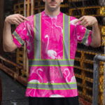 Hi-Vis-T-Shirt-Reflective-Tapes-Pink-Neon-White-Flamingo-Custom-Name-Safety-Workwear-For-Workers,-Truckers,-Operators-3