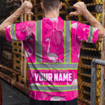 Hi-Vis-T-Shirt-Reflective-Tapes-Pink-Neon-White-Flamingo-Custom-Name-Safety-Workwear-For-Workers,-Truckers,-Operators-4