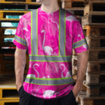 Hi-Vis-T-Shirt-Reflective-Tapes-Pink-Neon-White-Flamingo-Custom-Name-Safety-Workwear-For-Workers,-Truckers,-Operators-5