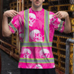 Hi-Vis-T-Shirt-Reflective-Tapes-Pink-Neon-White-Skull-Custom-Name-Safety-Workwear-For-Workers,-Truckers,-Operators-3
