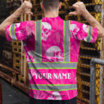 Hi-Vis-T-Shirt-Reflective-Tapes-Pink-Neon-White-Skull-Custom-Name-Safety-Workwear-For-Workers,-Truckers,-Operators-4