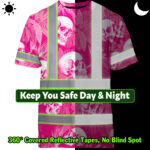 Hi-Vis-T-Shirt-Reflective-Tapes-Pink-Neon-White-Skull-Custom-Name-Safety-Workwear-For-Workers,-Truckers,-Operators-7