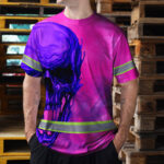Hi-Vis-T-Shirt-Reflective-Tapes-Pink-Violet-Skull-Custom-Name-Safety-Workwear-For-Workers,-Truckers,-Operators-5