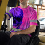 Hi-Vis-T-Shirt-Reflective-Tapes-Pink-Violet-Skull-Custom-Name-Safety-Workwear-For-Workers,-Truckers,-Operators-6