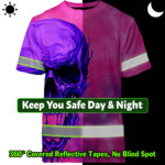 Hi-Vis-T-Shirt-Reflective-Tapes-Pink-Violet-Skull-Custom-Name-Safety-Workwear-For-Workers,-Truckers,-Operators-7