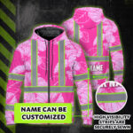 Hi-Vis-Zip-Hoodie-Reflective-Tapes-Pink-Neon-Hibiscus-Custom-Name-Safety-Workwear-For-Workers,-Truckers,-Operators-2