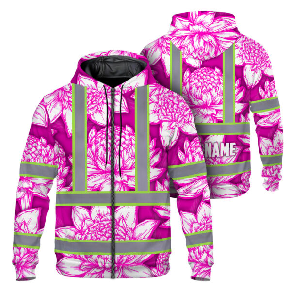 Hi-Vis-Zip-Hoodie-Reflective-Tapes-Pink-Neon-White-Protea-Custom-Name-Safety-Workwear-For-Workers,-Truckers,-Operators-1