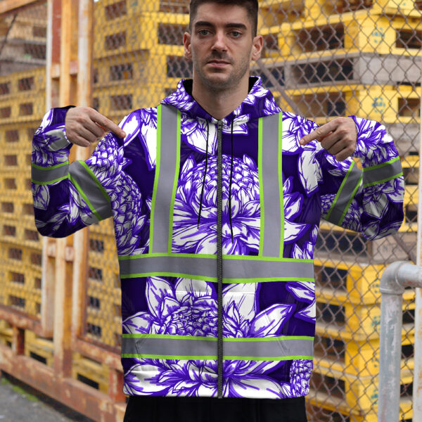 Hi-Vis-Zip-Hoodie-Reflective-Tapes-Violet-Neon-White-Protea-Custom-Name-Safety-Workwear-For-Workers,-Truckers,-Operators-4