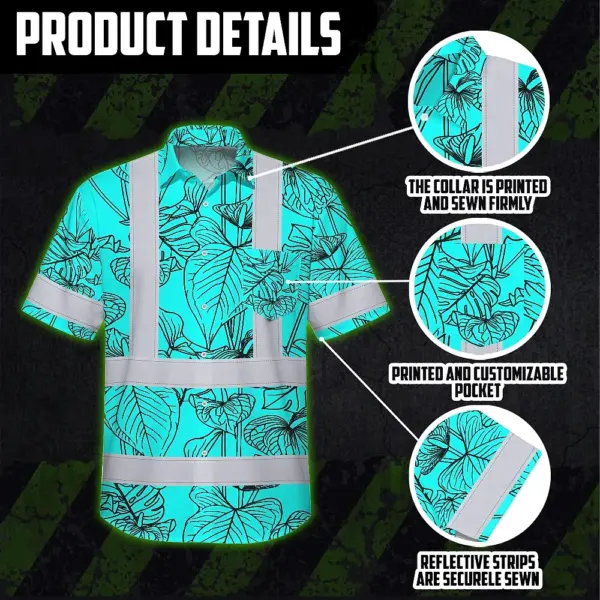hi-vis-hawaiian-shirt-reflective-tapes-blue-neon-flowers-custom-name-436f9.webp