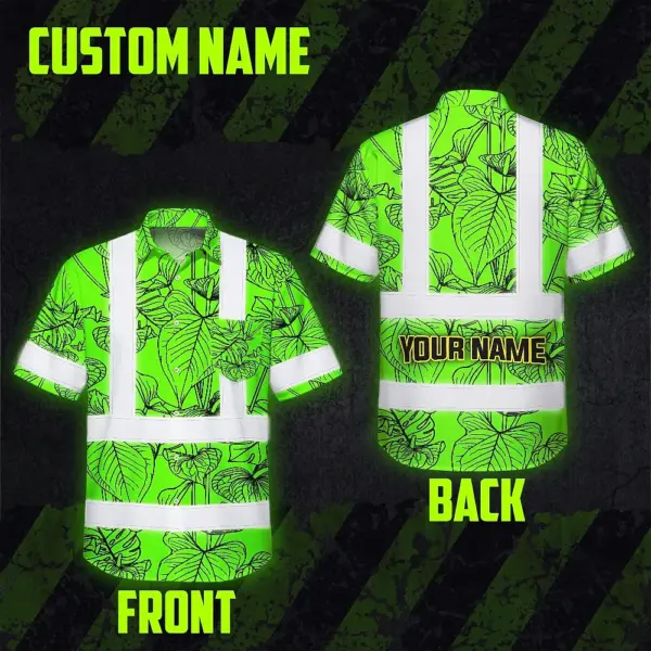 hi-vis-hawaiian-shirt-reflective-tapes-green-neon-flowers-custom-e2607.webp