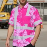 hi-vis-hawaiian-shirt-reflective-tapes-pink-neon-hibiscus-custom-c1846.webp