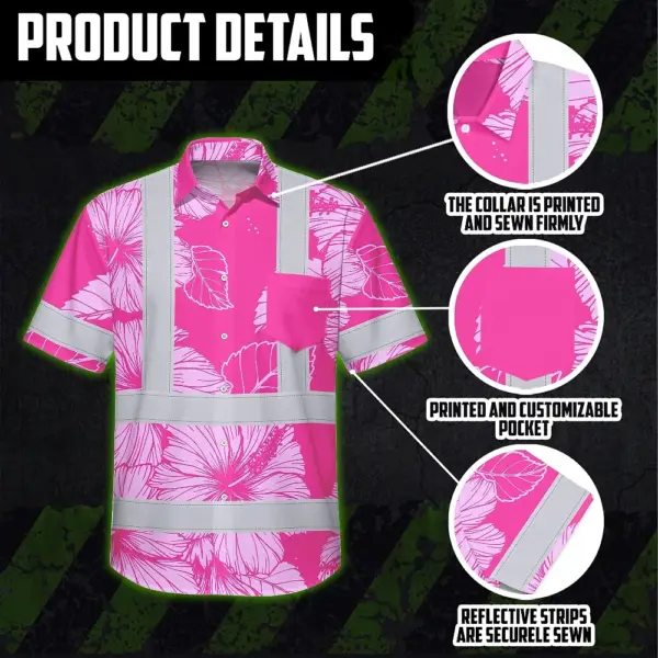 hi-vis-hawaiian-shirt-reflective-tapes-pink-neon-hibiscus-custom-ecdea.webp