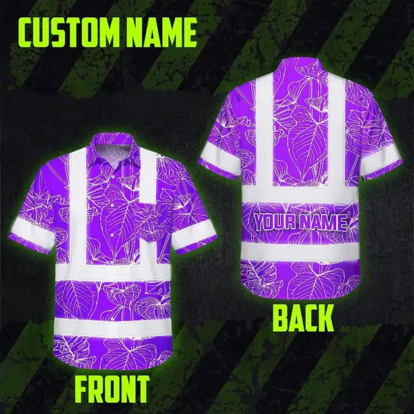 hi-vis-hawaiian-shirt-reflective-tapes-violet-neon-flowers-custom-e9751.webp