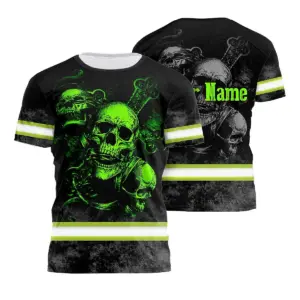 Hi Vis Hoodie Reflective Skull Custom Name Safety Workwear For Workers, Truckers, Operators