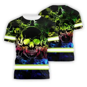 Hi Vis Hoodie Reflective Skull Neon For Christmas Halloween Custom