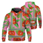 hi-vis-hoodie-reflective-tapes-pink-neon-red-anthurium-custom-name-523b7.webp