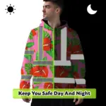 hi-vis-hoodie-reflective-tapes-pink-neon-red-anthurium-custom-name-e2114.webp