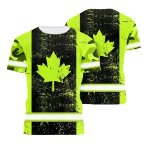 Hi Vis Shirt Reflective Camo Canada Flag Safety Workwear For Worker, Operator, Patriotic