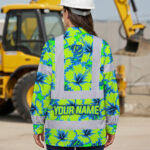 Hi-Vis-Hawaiian-Long-Sleeve-Shirt-Reflective-Tapes-Blue-Neon-And-Green-Flowers-Custom-Name-Safety-Workwear-For-Workers,-Truckers,-Operators-6