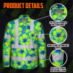 Hi-Vis-Hawaiian-Long-Sleeve-Shirt-Reflective-Tapes-Blue-Neon-And-Green-Flowers-Custom-Name-Safety-Workwear-For-Workers,-Truckers,-Operators-8