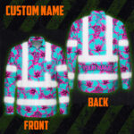 Hi-Vis-Hawaiian-Long-Sleeve-Shirt-Reflective-Tapes-Blue-Neon-And-Pink-Flowers-Custom-Name-Safety-Workwear-For-Workers,-Truckers,-Operators-2