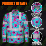 Hi-Vis-Hawaiian-Long-Sleeve-Shirt-Reflective-Tapes-Blue-Neon-And-Pink-Flowers-Custom-Name-Safety-Workwear-For-Workers,-Truckers,-Operators-8