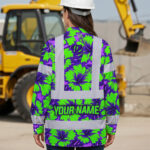Hi-Vis-Hawaiian-Long-Sleeve-Shirt-Reflective-Tapes-Green-Neon-And-Violet-Flowers-Custom-Name-Safety-Workwear-For-Workers,-Truckers,-Operators-6