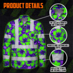 Hi-Vis-Hawaiian-Long-Sleeve-Shirt-Reflective-Tapes-Green-Neon-And-Violet-Flowers-Custom-Name-Safety-Workwear-For-Workers,-Truckers,-Operators-8