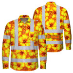 Hi-Vis-Hawaiian-Long-Sleeve-Shirt-Reflective-Tapes-Orange-Neon-And-Yellow-Flowers-Custom-Name-Safety-Workwear-For-Workers,-Truckers,-Operators-1