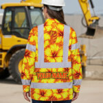 Hi-Vis-Hawaiian-Long-Sleeve-Shirt-Reflective-Tapes-Orange-Neon-And-Yellow-Flowers-Custom-Name-Safety-Workwear-For-Workers,-Truckers,-Operators-6