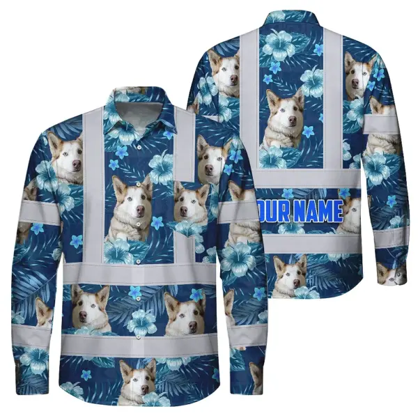 hi-vis-hawaiian-long-sleeve-shirt-reflective-tapes-blue-flowers-a1847.webp