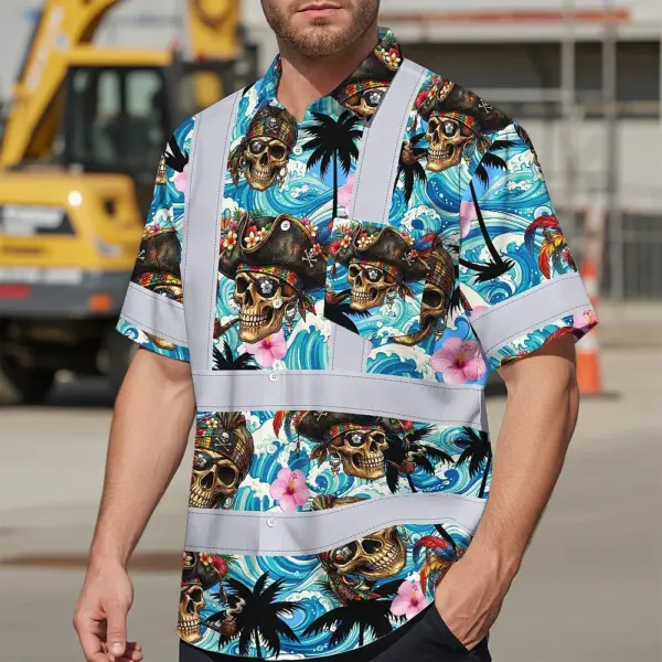 hi-vis-hawaiian-shirt-reflective-tapes-blue-flower-skull-boat-custom-19b3b.webp