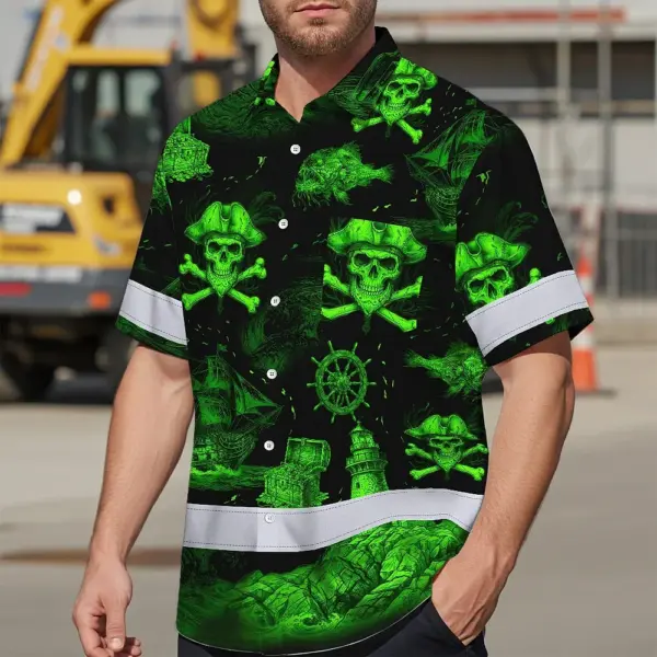 hi-vis-hawaiian-shirt-reflective-tapes-green-skull-boat-custom-name-381e5.webp
